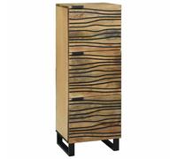 Highboard Solid Mango Wood Brown 40x33x110cm Rustic 3 Door Storage Cabinet Large