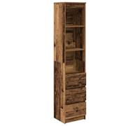 vidaXL Highboard Cabinet - Old Wood, Engineered, 3 Drawers & Shelves, 37.5x35x180cm - Living-Bedroom Storage