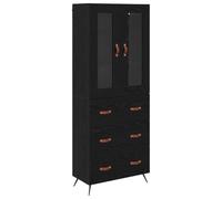 vidaXL Highboard Cabinet with Shelf 2 pcs Black Oak Engineered Wood, Rustic Highboard Cabinet, Rectangular Design, Stylish Storage with Drawers, Doors, Engineered Wood Furniture, Ample Space