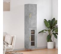 vidaXL Modern Highboard in Concrete Grey - Engineered Wood Storage Cabinet with Metal Feet - Compact Design for Living Room or Lounge Area