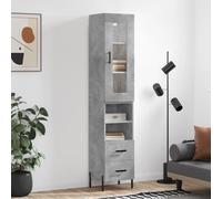 Highboard Concrete Grey 34.5x34x180 cm Engineered Wood