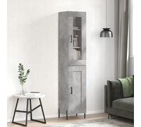 vidaXL Highboard Concrete Grey 34.5x34x180 cm Engineered Wood, Grey