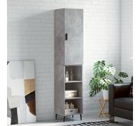 Concrete Grey Highboard 34.5x34x180cm Engineered Wood with Metal Legs Unit Tall