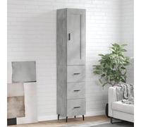 vidaXL Highboard Concrete Grey 34.5x34x180 cm Engineered Wood, Grey