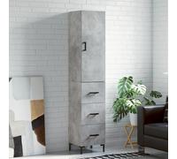vidaXL Highboard Concrete Grey 34.5x34x180 cm Engineered Wood