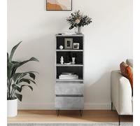 Highboard Concrete Grey 40x36x110cm Engineered Wood & Metal Modern 2-Drawer Unit