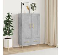 (concrete grey) vidaXL Highboard Sideboard Storage Cabinet High Gloss White Engineered Wood