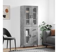 Highboard Concrete Grey 69.5x34x180 cm Engineered Wood