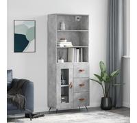Highboard Concrete Grey 69.5x34x180 cm Engineered Wood