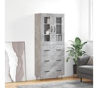 vidaXL Highboard Concrete Grey 69.5x34x180 cm Engineered Wood