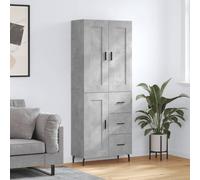 Highboard Concrete Grey 69.5x34x180 cm Engineered Wood