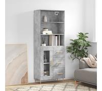 Highboard Concrete Grey 69.5x34x180 cm Engineered Wood