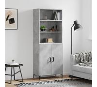 Concrete Grey Highboard 69.5x34x180cm Engineered Wood & Metal Cabinet Tall Unit