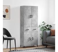 vidaXL Highboard Concrete Grey 69.5x34x180 cm Engineered Wood