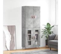 (concrete grey, 2 glass doors) vidaXL Highboard Sideboard Storage Cabinet Side Cabinet Black Engineered Wood