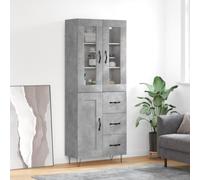 vidaXL Highboard Concrete Grey 69.5x34x180 cm Engineered Wood