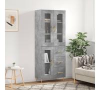vidaXL Highboard Concrete Grey 69.5x34x180 cm Engineered Wood
