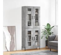 Highboard Cabinet Concrete Grey Engineered Wood/Metal/Glass 69.5x34x180cm Unit