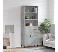 Highboard Concrete Grey 69.5x34x180 cm Engineered Wood
