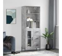 vidaXL Highboard Concrete Grey 69.5x34x180 cm Engineered Wood, Grey