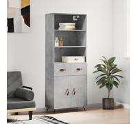 Concrete Grey Highboard Engineered Wood & Metal 69.5x34x180 cm Storage Cabinet