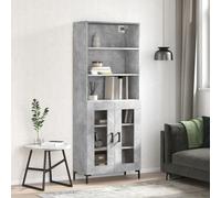 (concrete grey, 2 glass doors) vidaXL Highboard Sideboard Storage Cabinet High Gloss White Engineered Wood