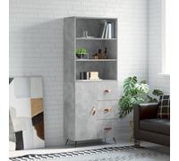 vidaXL Highboard Concrete Grey 69.5X34X180 Cm Engineered Wood, Grey
