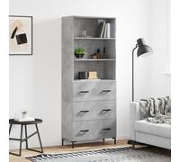 (concrete grey, 3 drawers) vidaXL Highboard Sideboard Storage Cabinet High Gloss White Engineered Wood