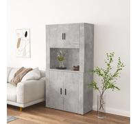 vidaXL Highboard Concrete Grey Engineered Wood Sideboard Cabinet | Wall-Mountable, 80x33x70 cm (Top 80x33x80 cm)