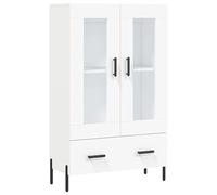 vidaXL Highboard Engineered Wood in White Finish - Modern Design with Ample Storage Space, Glass Doors and Metal Legs for Living Room or Bedroom