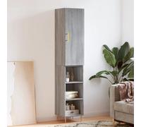 Tall Highboard Cabinet Grey Sonoma Engineered Wood Metal 34.5x34x180 cm Shelves