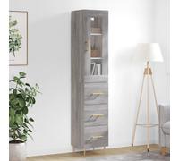 vidaXL Highboard Grey Sonoma 34.5x34x180 cm Engineered Wood, Grey