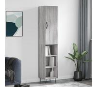 Highboard Grey Sonoma 69.5x34x180 cm Engineered Wood Metal Feet 2 Doors Cabinet