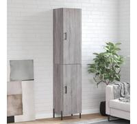 Grey Sonoma Engineered Wood & Metal Tall Highboard 1 Door 34.5x34x180cm Cabinet