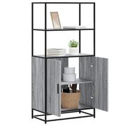 vidaXL Highboard Grey Sonoma - Tall Storage Cabinet for Living Room/Office, 68x35x139 cm, Engineered Wood/Metal