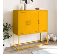 vidaXL Highboard Sideboard/Cupboard - Industrial Style Steel Storage Cabinet for Living Room/Bedroom - Mustard Yellow - 100.5x39x107 cm