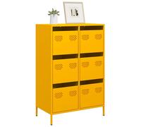 Highboard Mustard Yellow Cold-Rolled Steel 68x39x101.5 cm 6-Drawer Metal Storage