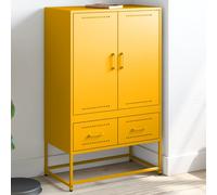 vidaXL Highboard Sideboard Cabinet/Cupboard - Mustard Yellow - Solid Cold-Rolled Steel with 2 Doors and 2 Drawers - Ideal for Living Room/Office/Bedroom - 68 x 39 x 111.5 cm