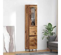 Highboard Old wood 34.5x34x180cm Engineered Wood 1 Drawer 1 Door Modern Compact