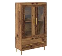 vidaXL Highboard Old Wood 69.5 x 31 x 115 cm Engineered Wood and Glass, Living Room Highboard, Rectangular Storage Cabinet, Contemporary Style, Glass Door Furniture, Ample Organization Unit