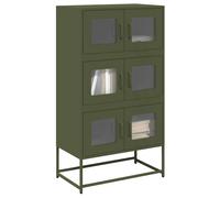 Highboard Olive Green 68x39x123 cm Cold-Rolled Steel Storage Cabinet 4-Door Slim