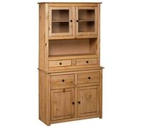 vidaXL Highboard Panama Range, Solid Pine Wood, ic Design, Ample Storage, Decorative 2-Glass Door Cabinet, Easy Assembly, for Living room/Bedroom