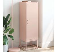 vidaXL Highboard Sideboard Storage Organizer - Pink Steel Cupboard, Industrial Style Cabinet with 3 Compartments for Living Room/Bedroom, 36x39x123 cm