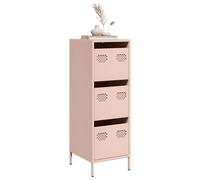 vidaXL highboard pink steel cabinet - multitasker storage/display shelf, 3 drawers, modern dining/living room