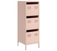 vidaXL highboard pink steel cabinet - multitasker storage/display shelf, 3 drawers, modern dining/living room