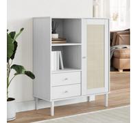 (white) vidaXL Highboard Sideboard Storage Cupboard SENJA Rattan Look Solid Wood Pine