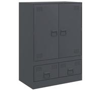 vidaXL Highboard Sideboard - Anthracite Steel Home Storage Cabinet with 2 Doors/Drawers - Modern Living Room Cupboard