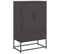 vidaXL Highboard Sideboard Cabinet - Black Cold-Rolled Steel, 68x39x111.5 cm, 2 Doors, 2 Drawers, Durable Storage Cupboard for Living Room, Office, Bedroom