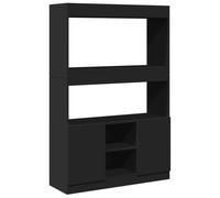vidaXL Highboard Sideboard Cabinet - Black Engineered Wood, 92x33x140 cm - Storage Cupboard for Living Room, Office, Bedroom