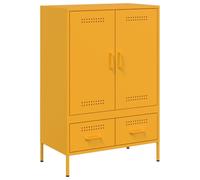 vidaXL Highboard Sideboard Cabinet Cupboard - Mustard Yellow - Industrial Style - Cold-Rolled Steel - 68x39x101.5 cm - 4 Compartments - 2 Drawers - Adjustable Feet
